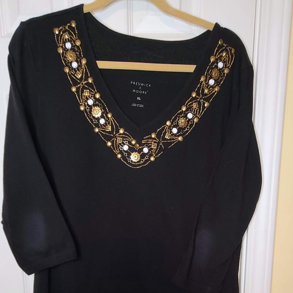 3/$20 Preswick & Moore XL Black 3/4 Sleeve Shirt